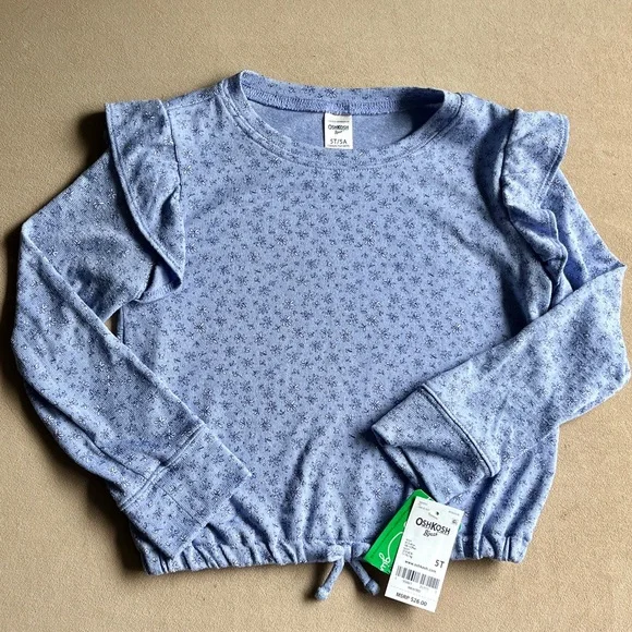 Blue Flower Print Long Sleeve Top - Picture 1 of 1